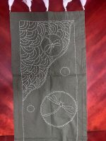 andmade Sashiko Table Runner – Dark Navy Blue with White Design, Cotton Canvas, NGC-R04, 15” x 55” - Image 2