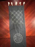 Handmade Sashiko Table Runner – Navy Blue with White Design, Cotton, NGC-R08, 13” x 57” - Image 3