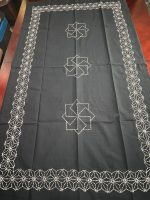 Handmade Sashiko Table Cloth – Navy Blue with White Design, Cotton Canvas, NGC-R10, 35” x 55” - Image 4