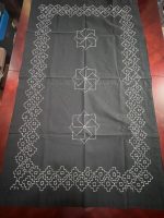 Handmade Sashiko Table Cloth – Navy Blue with White Design, Cotton Canvas, NGC-R10, 35” x 55” - Image 3