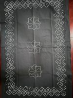 Handmade Sashiko Table Cloth – Navy Blue with White Design, Cotton Canvas, NGC-R10, 35” x 55” - Image 2