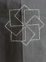 Handmade Sashiko Table Cloth – Navy Blue with White Design, Cotton Canvas, NGC-R10, 35” x 55” - Image 6